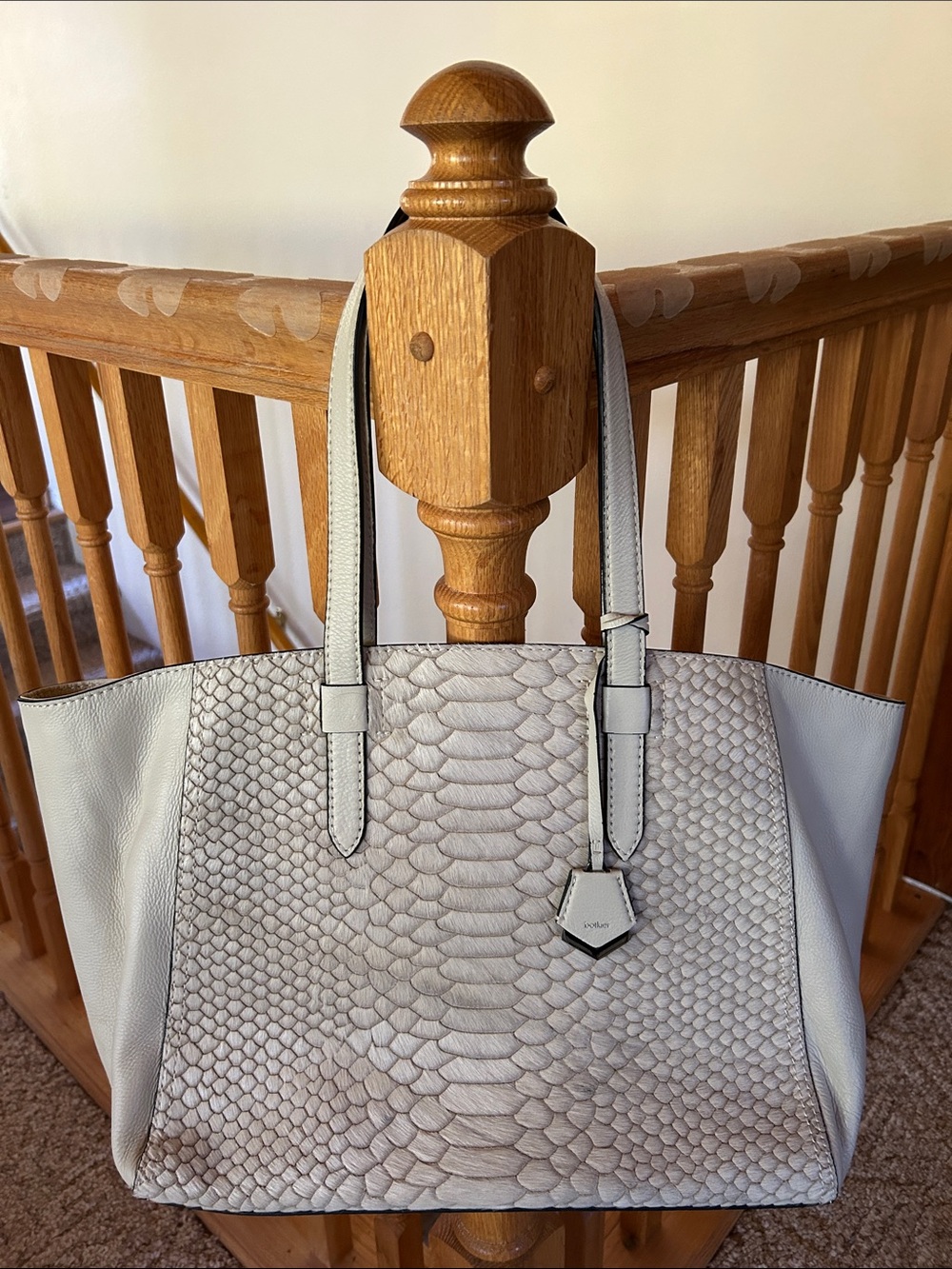 Botkier New York Taupe Soho Python Embossed Leather Tote, Large, NWOT